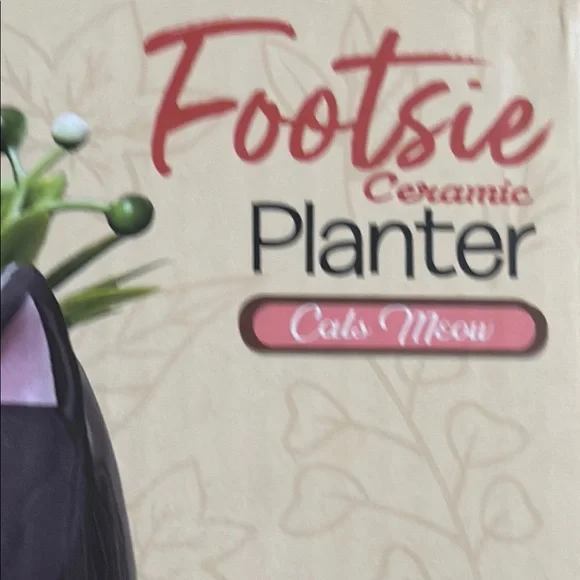 Cat's Meow Ceramic Planter - Brown and White - Picture 2 of 5